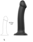 Dimensioner på Dual Density Bendable Dildo L mot vit bakgrund.