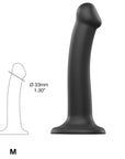 Dimensioner på Dual Density Bendable Dildo M mot vit bakgrund.