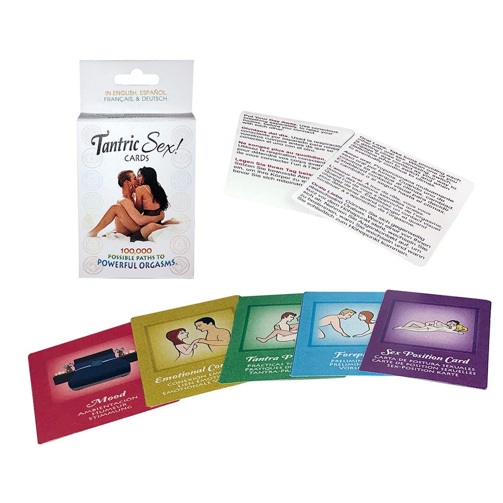 Tantric Sex Cards tillbehör mot vit bakgrund.