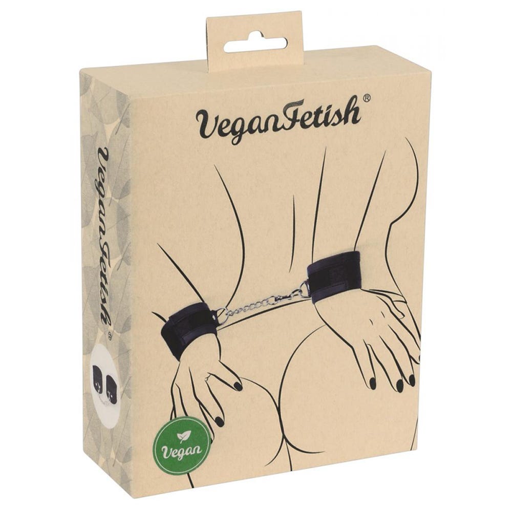 Vegan Handcuffs Black i beige förpackning 