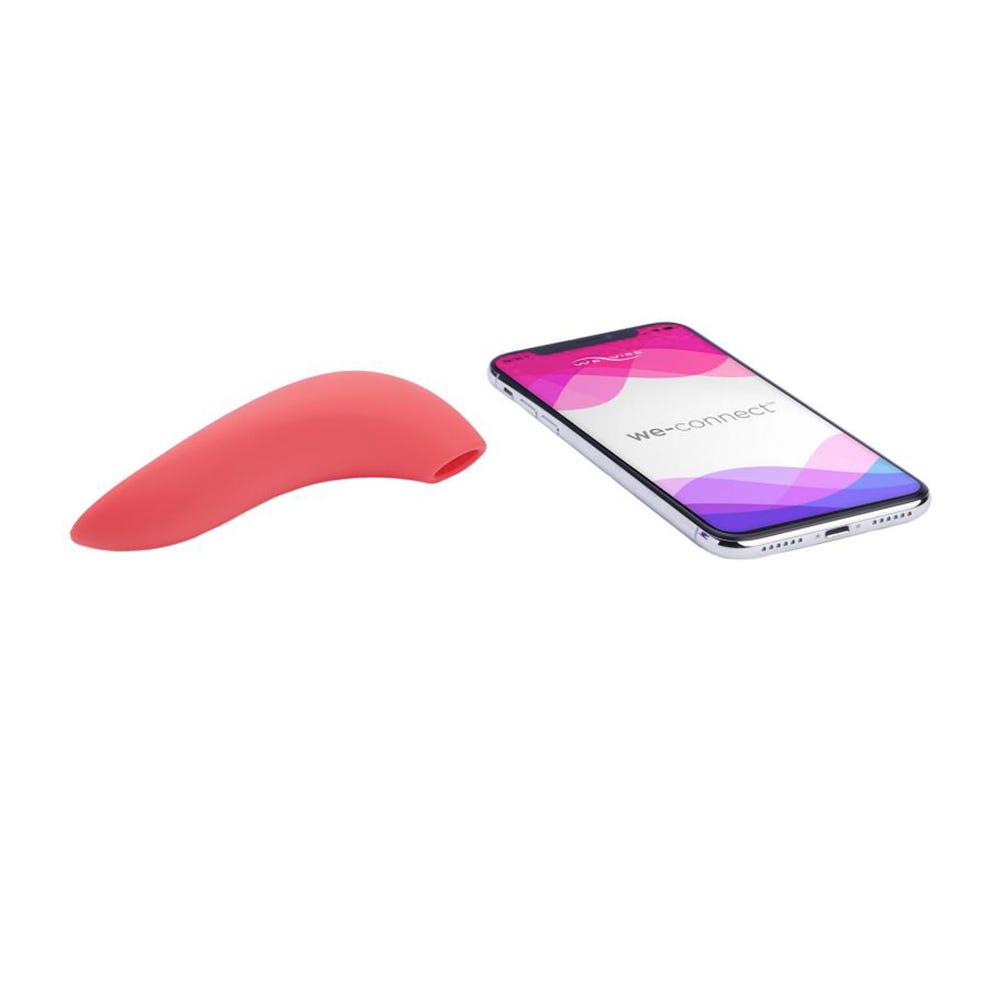 We-Vibe Melt Appstyrd Lufttrycksvibrator med en smartphone där man kan se en bild av appen we-connect