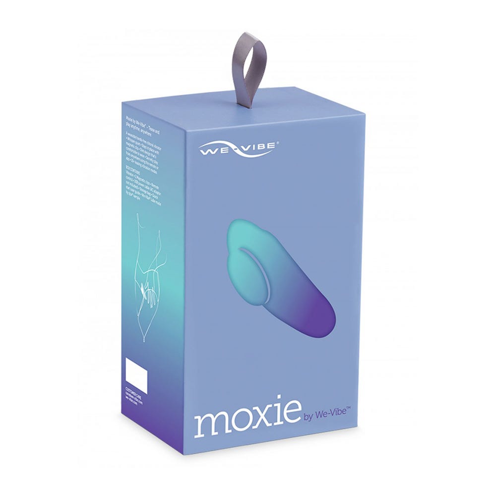 We-Vibe Moxie Trosvibrator produktförpackning mot vit bakgrund.