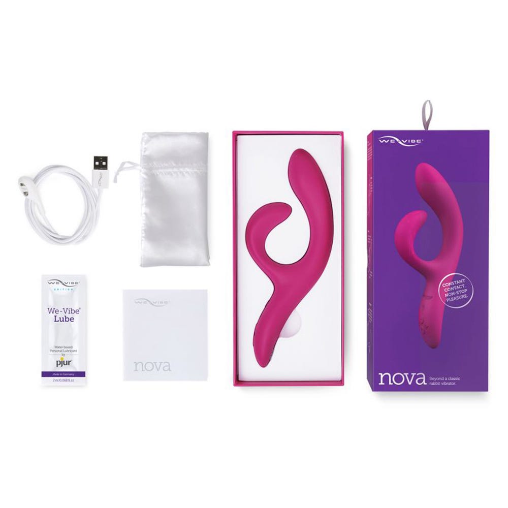 We-vibe Nova 2 Rabbitvibrator tillbehör mot vit bakgrund.