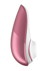 sidvy av Womanizer Liberty Pink Rose lufttrycksvibrator. Vitt munstycke.