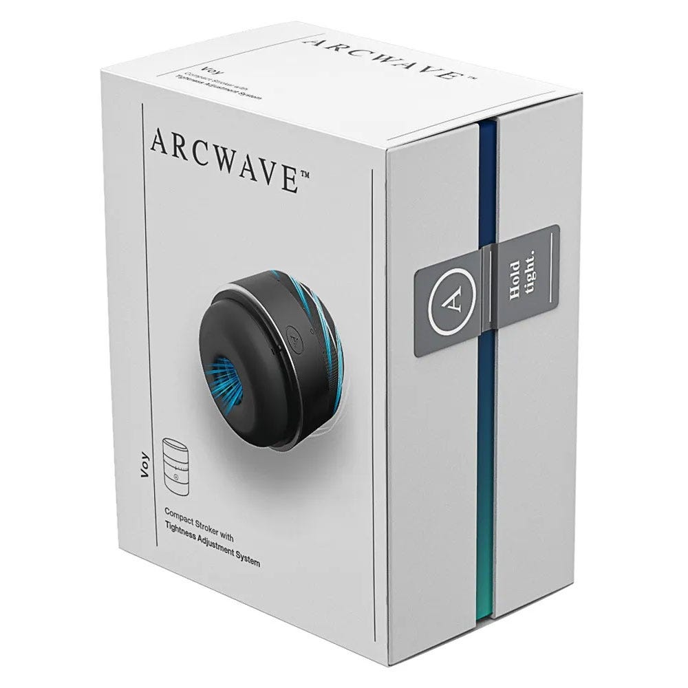 Arcwave Voy Compact Stroker med förpacning, sedd från sidan