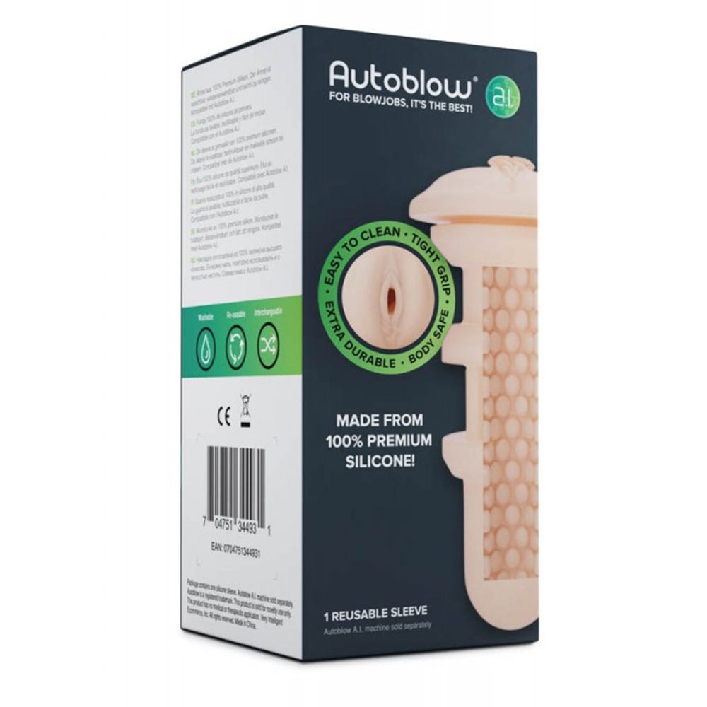 Autoblow A.I. Silicone Vagina Sleeve - Flesh - Lustly