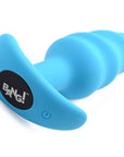 Bild på BANG! Vibrating Silicone Swirl Butt Plug underifrån. Vit bakgrund.