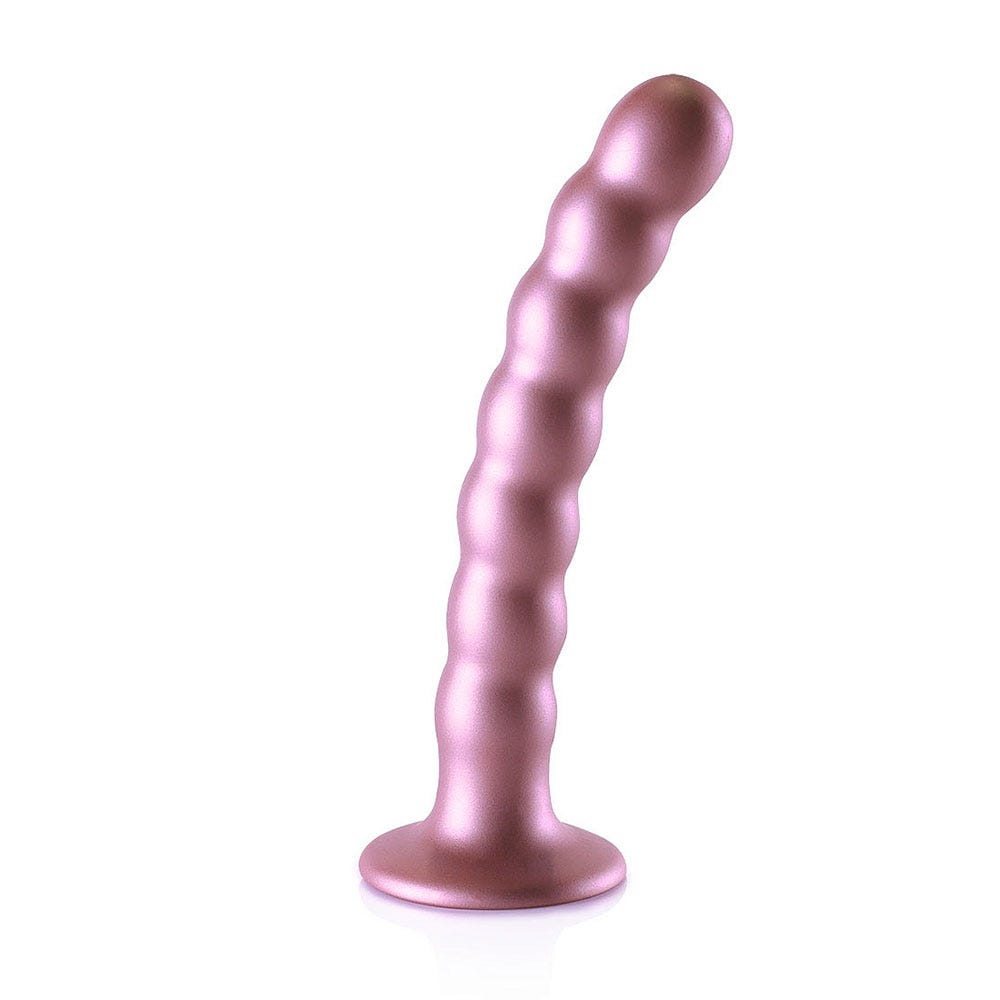 Beaded Silicone G-Spot Dildo 16,5cm ståendes mot vit bakgrund.