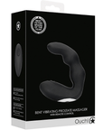 Förpackningen till Bent Vibrating Prostate Massager with Remote Control. Svart kartong med vit text.