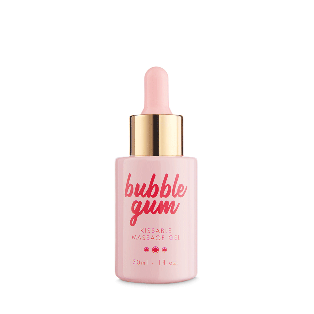 Bubblegum Play Kit massage gel mot vit bakgrund.