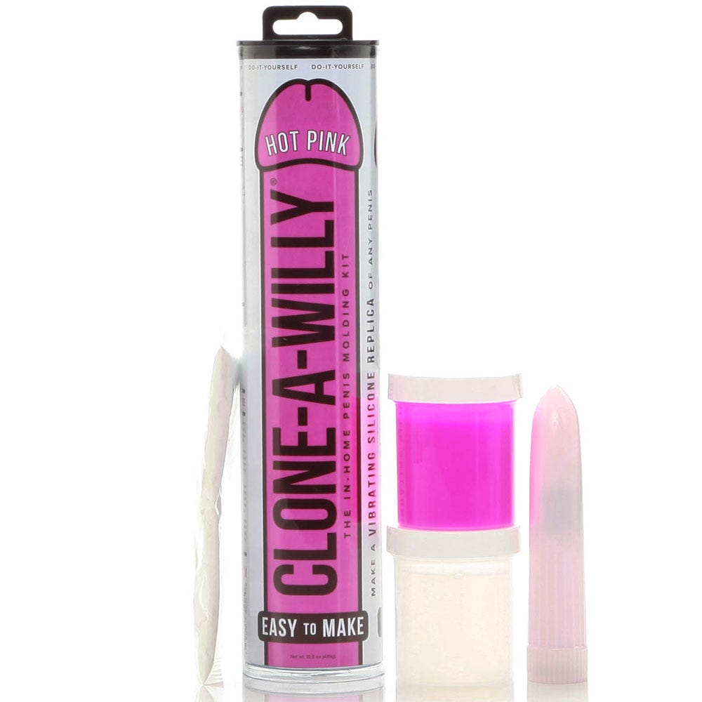 Clone-A-Willy Kit Hot Pink produkttillbehör mot vit bakgrund.