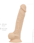 Deluxe Ashton Realistisk Dildo dimensioner mot vit bakgrund.