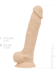 Deluxe Percy Realistisk Dildo dimensioner mot vit bakgrund.