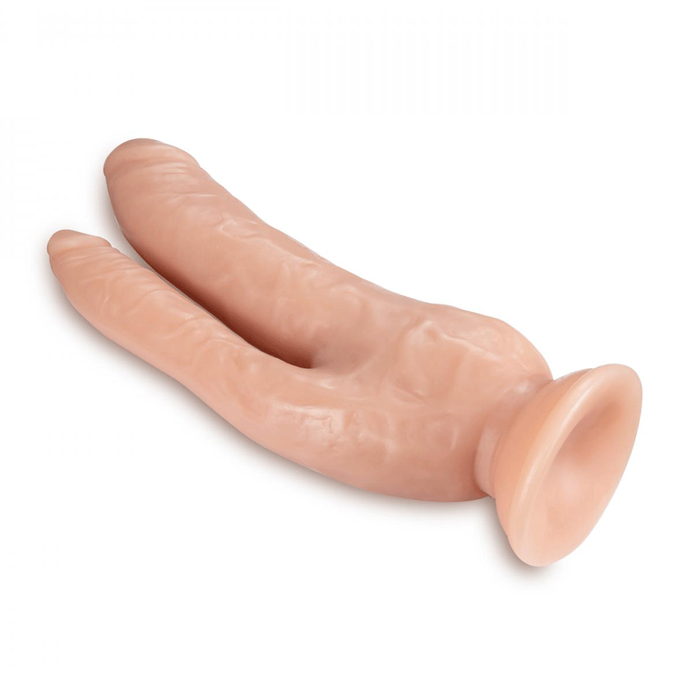 Dr. Skin - Double Dildo 8.5 - Vanilla liggandes mot vit bakgrund.