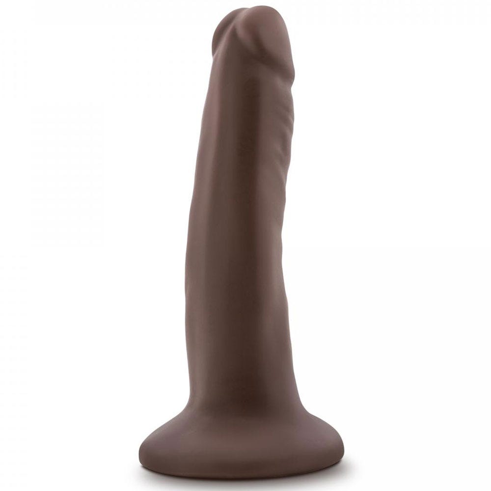 Dr. Skin Dildo With Suction Cup 14cm Chocolate baksida ståendes mot vit bakgrund.