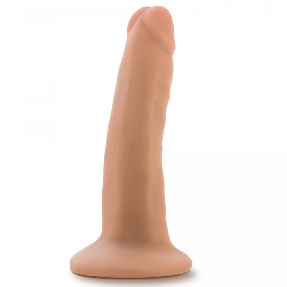 Dr. Skin Dildo With Suction Cup 14cm Vanilla baksida ståendes mot vit bakgrund.