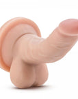 Dr. Skin Mini Dildo With Suction Cup 10cm Beige liggandes mot vit bakgrund.