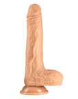 Dr. Skin Realistic Thrusting Dildo Beige 18cm mot vit bakgrund.