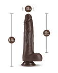 Dimensioner på Dr. Skin Realistic Thrusting Dildo Chocolate 20cm mot vit bakgrund.