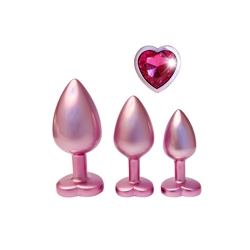 DreamToys Love Pearl Pink Plug Set och strassten mot vit bakgrund.