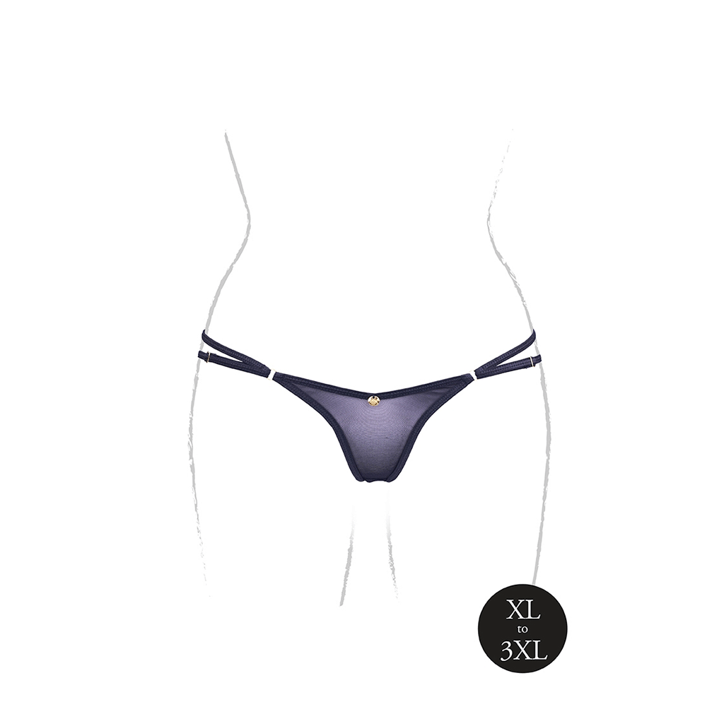 Ella Elastic Mesh Thong with Sliders Queen Size - Lustly