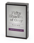 Produktförpackning för Fifty Shades Of Grey Play Nice Talk Dirty Cards mot vit bakgrund.