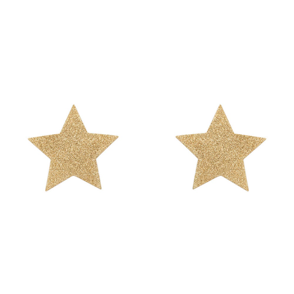 Flash Star Pasties Gold mot vit bakgrund.