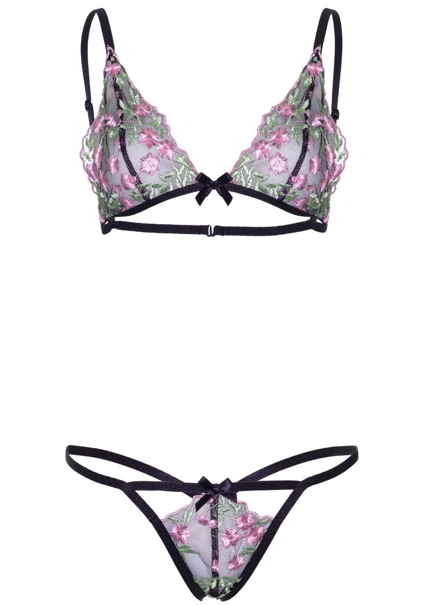 Floral Sheer Bra &amp; G - string - Lustly