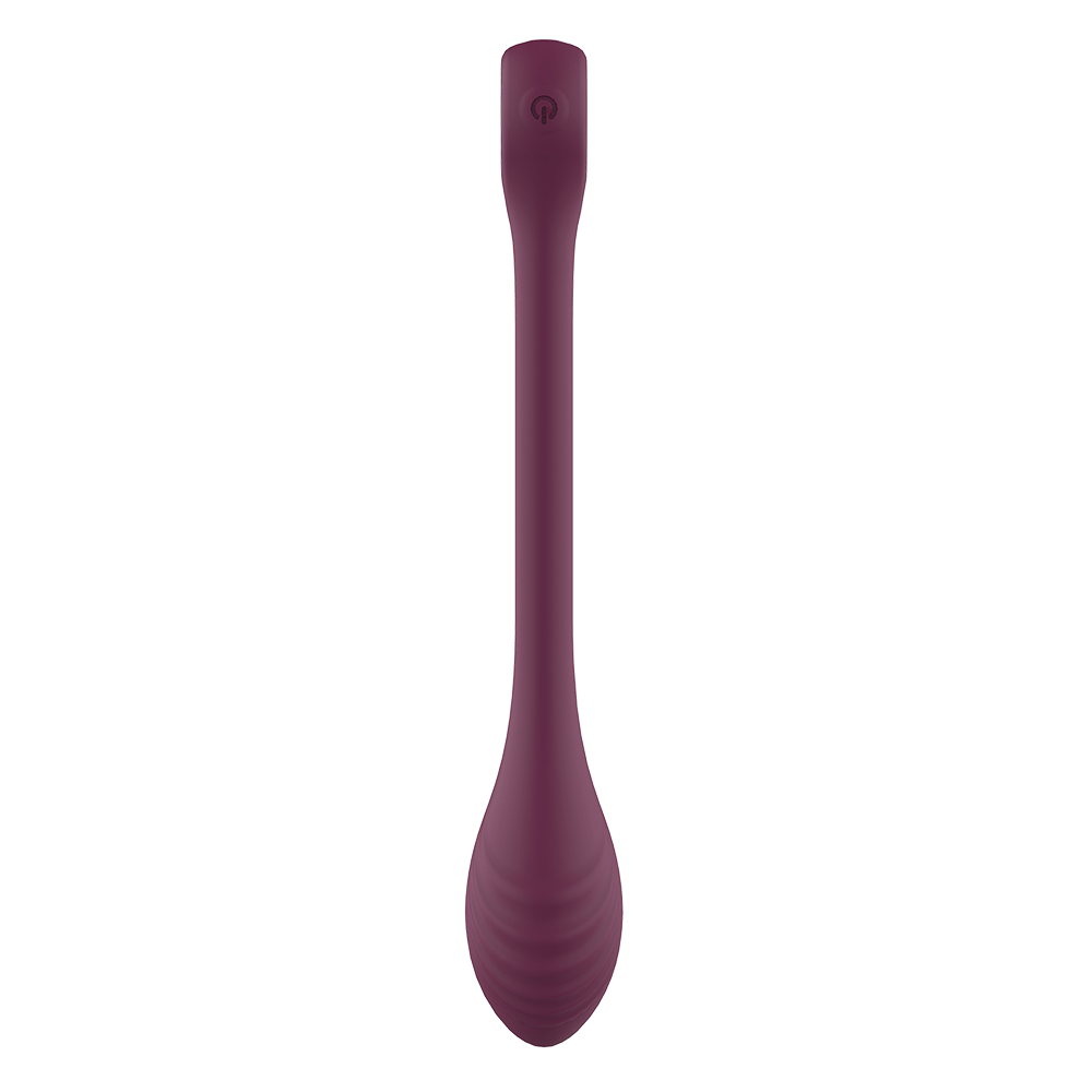 Glam Bendable G-Spot Vibe – Vibratorns släta yta och ergonomiska design med strömbrytare på baksidan.