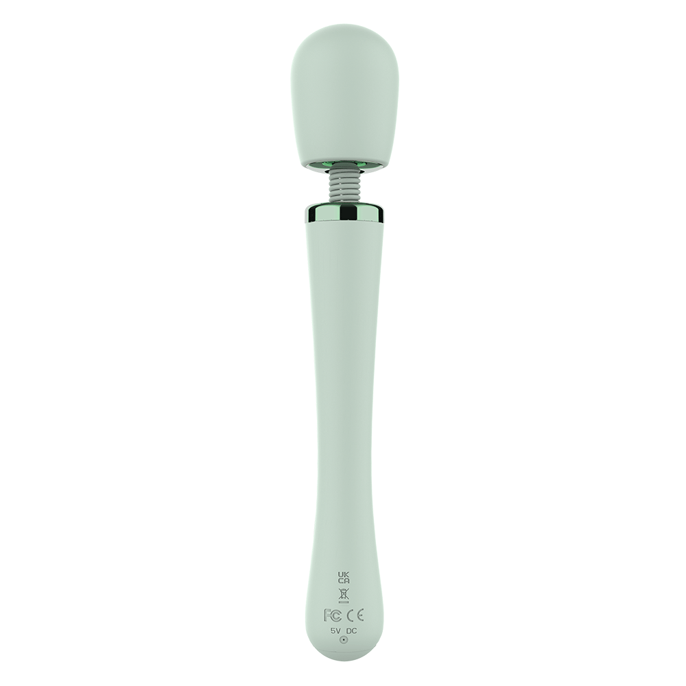 XL Wand Vibrator bakifrån med märkningar och laddningsport.