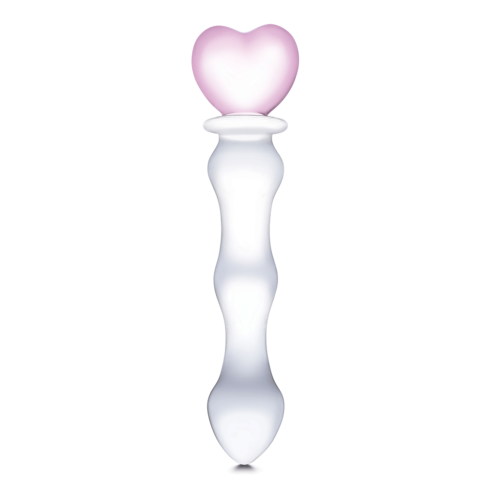 Sweetheart Glass Dildo ståendes mot vit bakgrund.