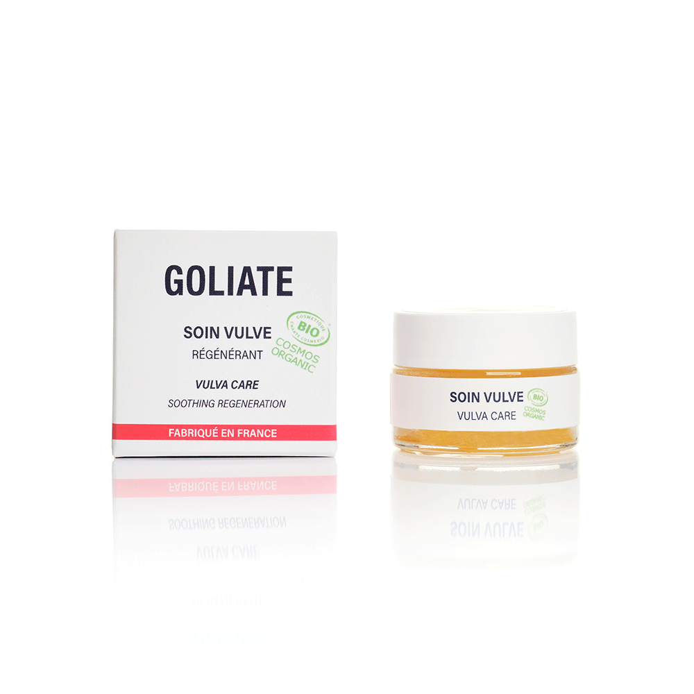 GOLIATE Vulva Care 15ml mot vit bakgrund. Köp intim balsam på lustly.se