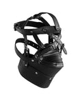 Head Harness with Zip-up Mouth and Lock sidvinkel mot vit bakgrund.