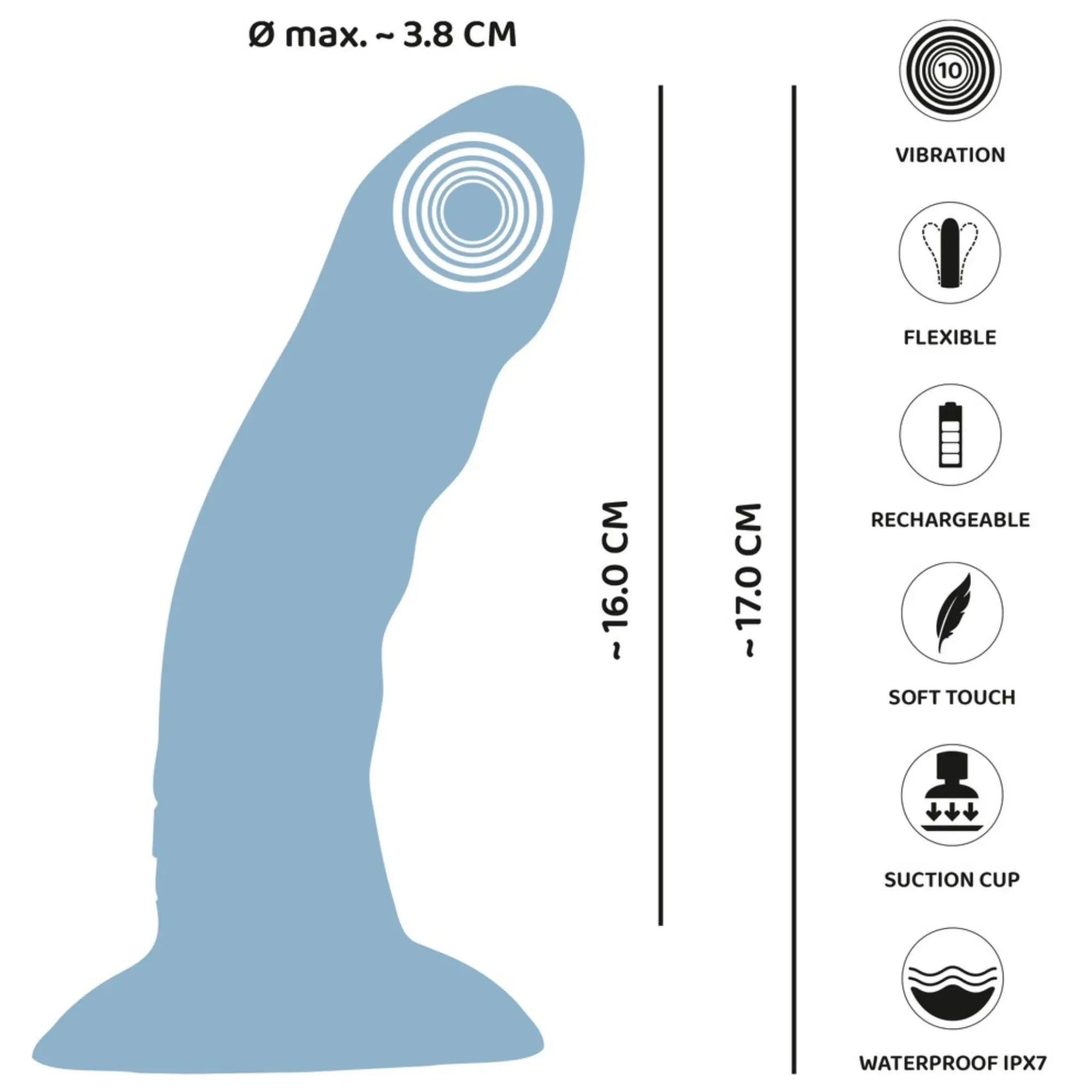 Heart Guy Vibrerande Dildo Blå - Lustly