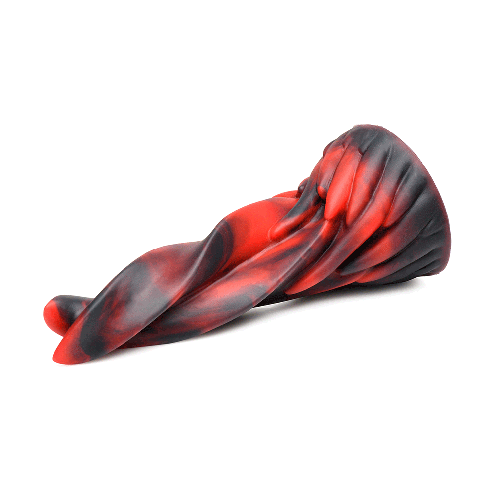 Hell Kiss Twisted Tongues Silicone Dildo liggandes mot vit bakgrund.