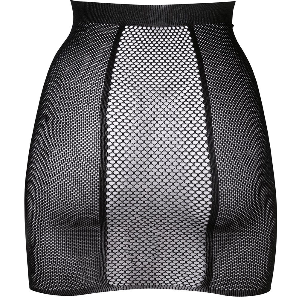 HIGH-WAIST FISHNET SKIRT S-XL baksida mot vit bakgrund.