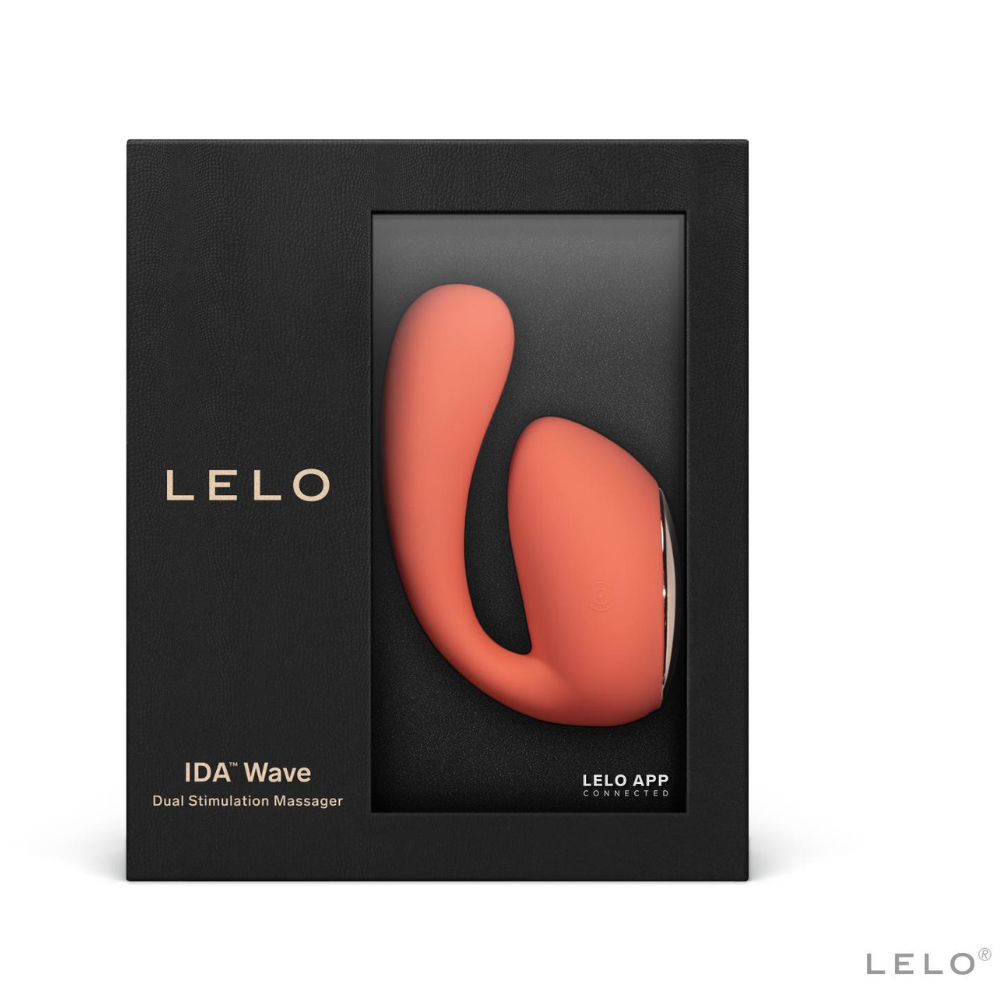 LELO Ida Wave Coral Red produktförpackning mot vit bakgrund.