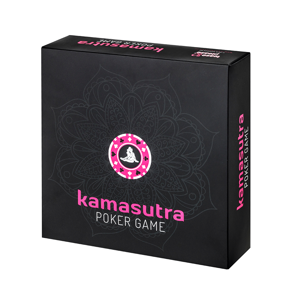 Kama Sutra Poker Game produktförpackning mot vit bakgrund.