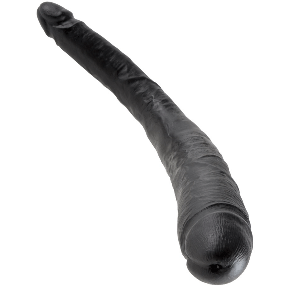 King Cock Tapered Double Dildo Black hela utsträckt mot vit bakgrund.