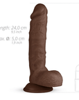 Dimensioner på Real Fantasy - Waylon Realistic Dildo - 25 cm mot vit bakgrund.