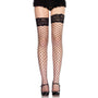 Lace Top Fence Net Thigh Highs Svart - Lustly