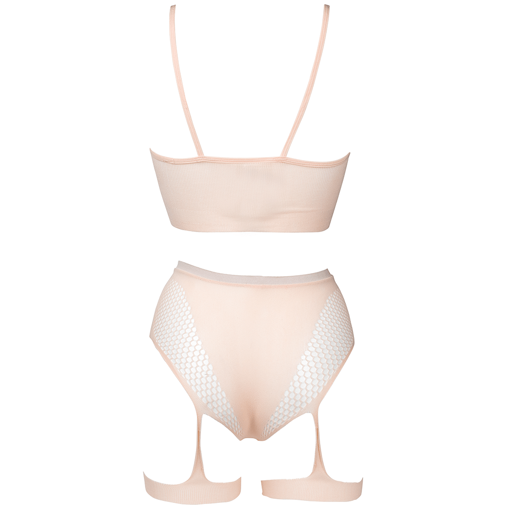 Le Désir Bra set with garters Beige S - XL - Lustly