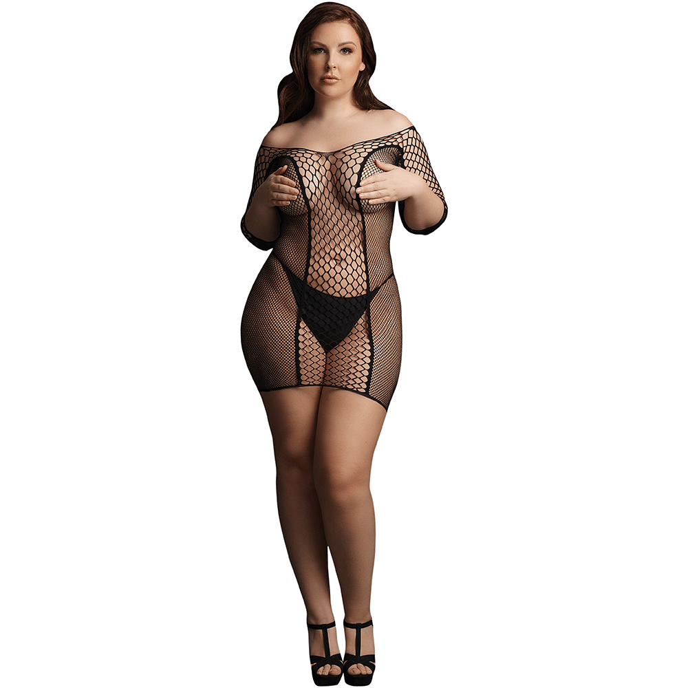 Le Désir Duo Net Sleeved Mini Dress Queen Size - Lustly