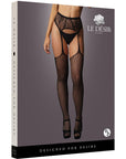 Le Désir Fishnet & Lace Garterbelt Stockings S-XL produktförpackning mot vit bakgrund.