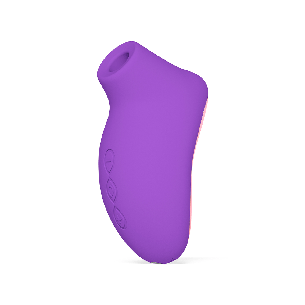 LELO Sona 2 Travel Purple Lufttrycksvibrator ståendes mot vit bakgrund. Framsida.