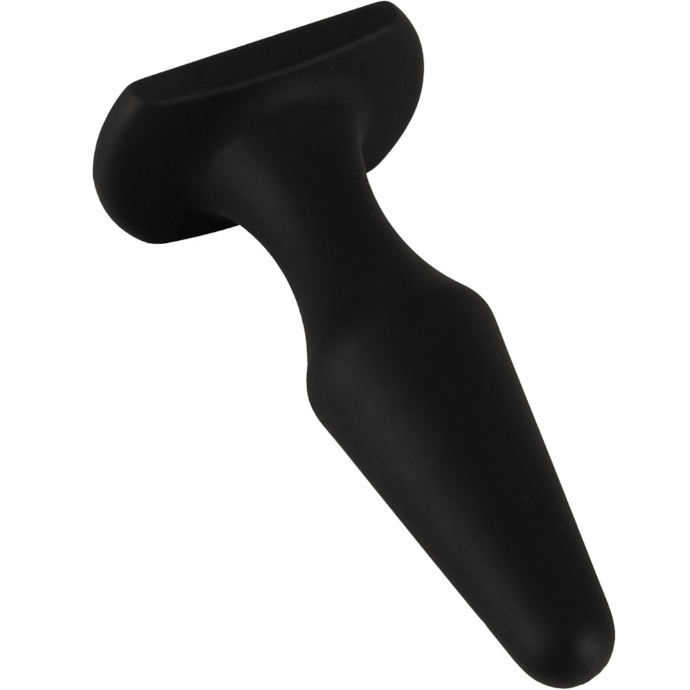 Upp-och-ner vänd Magic Shiver Buttplug. Svart färg mot vit bakgrund.