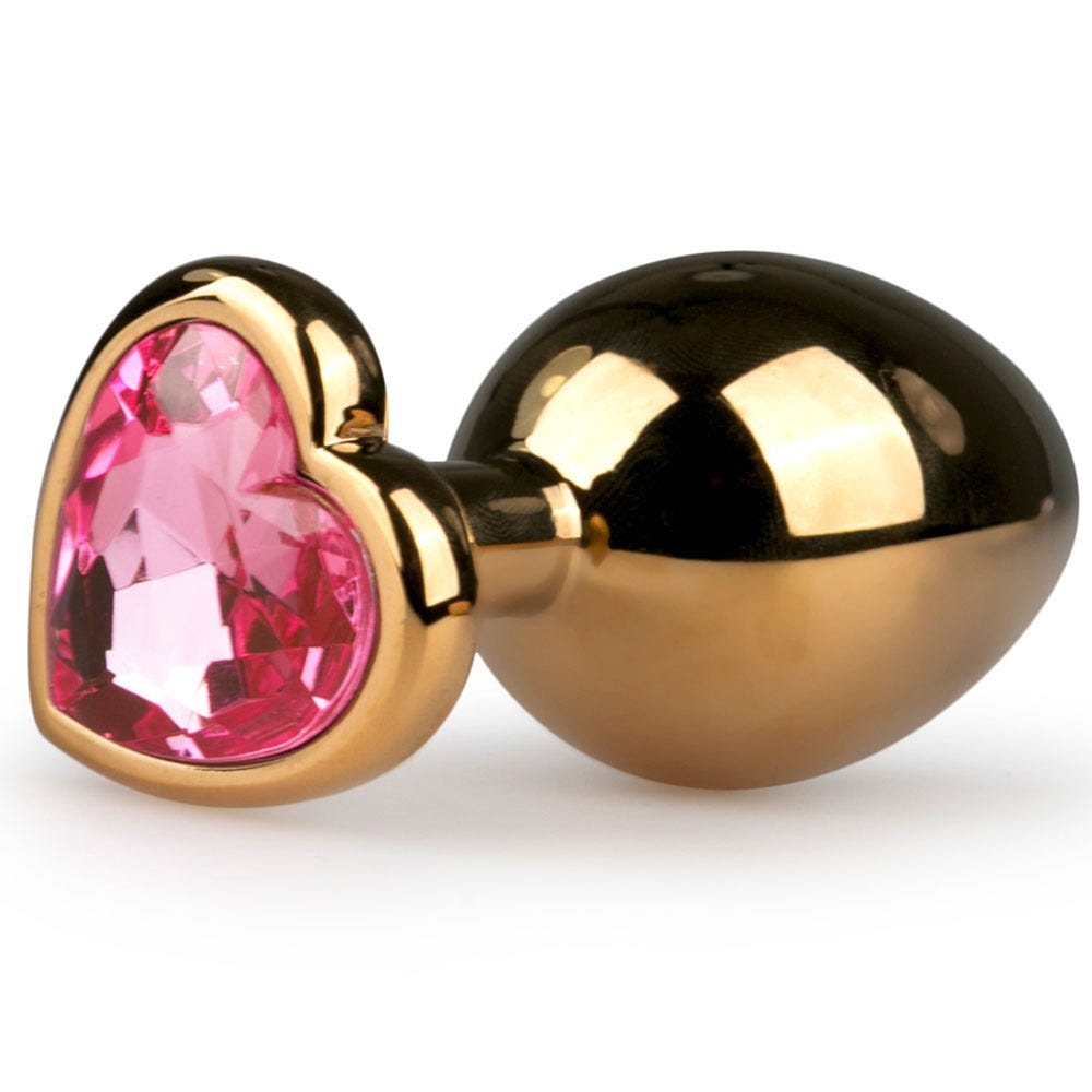 Metal Butt Plug No. 7 Gold/Pink sidvinkel mot vit bakgrund.