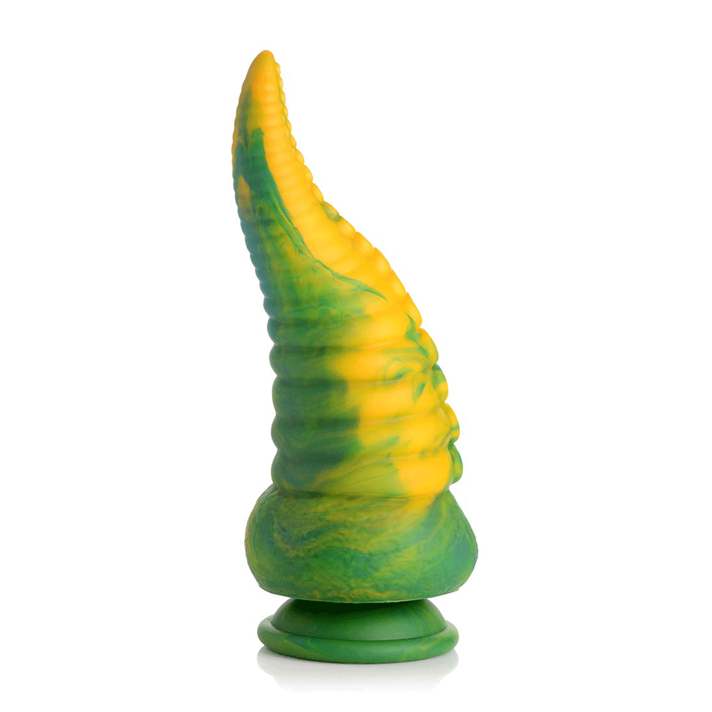 Monstropus Tentacled Monster Silicone Dildo sidvinkel ståendes mot vit bakgrund.