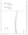 Real Rock Dubbelsidad Dildo dimensioner mot vit bakgrund.