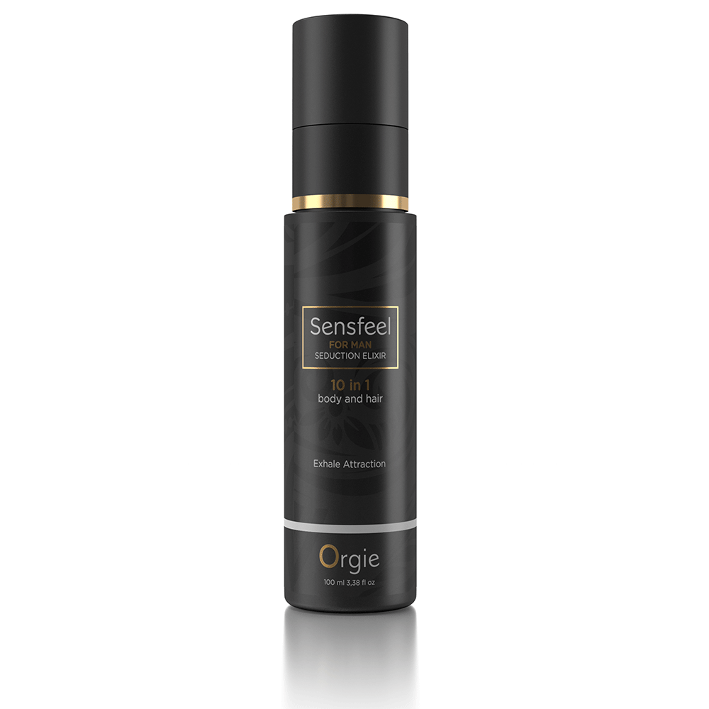 Orgie Sensfeel Seduction Elixir 10 in 1 for Man mot vit bakgrund. Köp på lustly.se